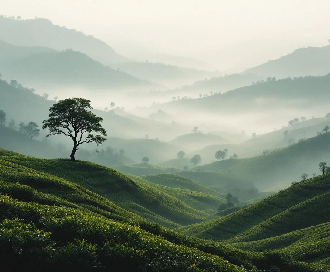 Misty valley during an offsite